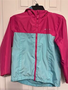 Eddie Bauer Girls' Two-Tone Windbreaker Jacket - Pink & Light Blue